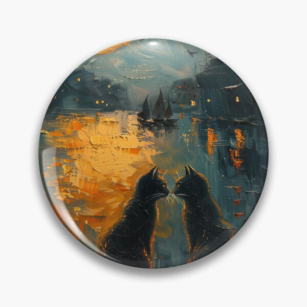 Item preview, Two Black Cats Under Golden Moon designed and sold by Erika Kaisersot.