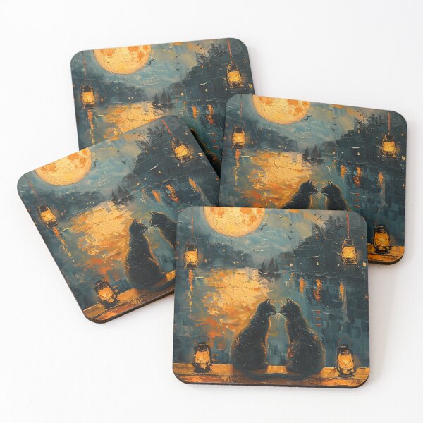 Item preview, Two Black Cats Under Golden Moon designed and sold by Erika Kaisersot.