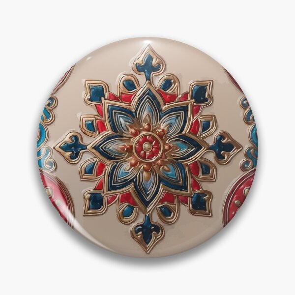 Item preview, Luxury Red Blue Gold Mandala Tile Pattern designed and sold by RidaSalArt.