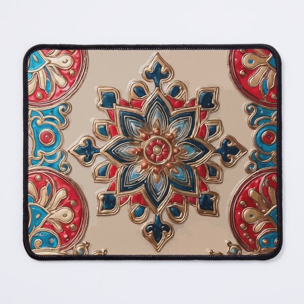 Item preview, Luxury Red Blue Gold Mandala Tile Pattern designed and sold by RidaSalArt.