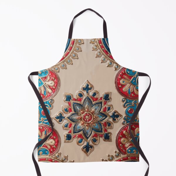 Item preview, Luxury Red Blue Gold Mandala Tile Pattern designed and sold by RidaSalArt.
