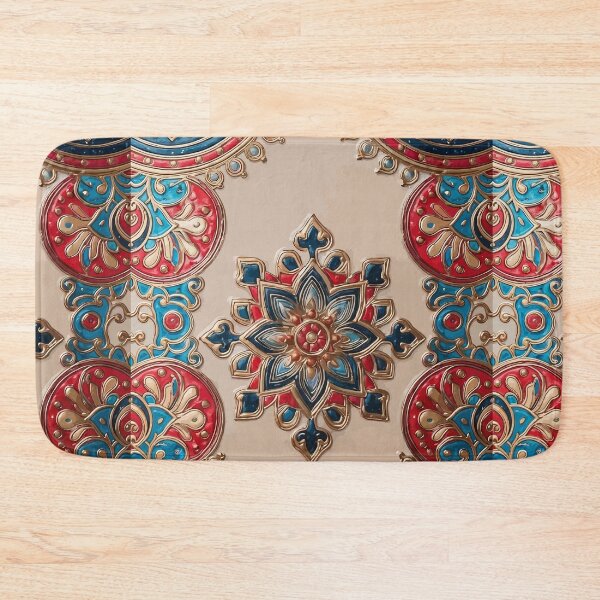 Item preview, Luxury Red Blue Gold Mandala Tile Pattern designed and sold by RidaSalArt.