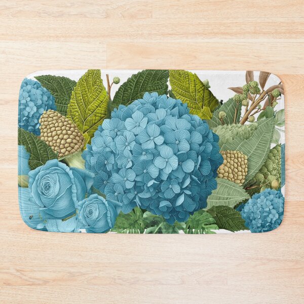 Item preview, Blue Hydrangea Botanical Collage – Elegant Garden Floral Art designed and sold by Angellacelin.