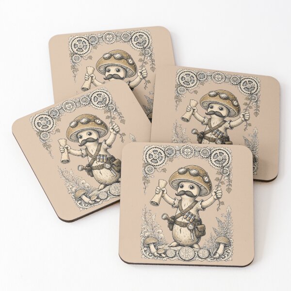 Item preview, Steampunk Mushroom Explorer - Vintage Botanical Expedition designed and sold by Rawecz Studio.