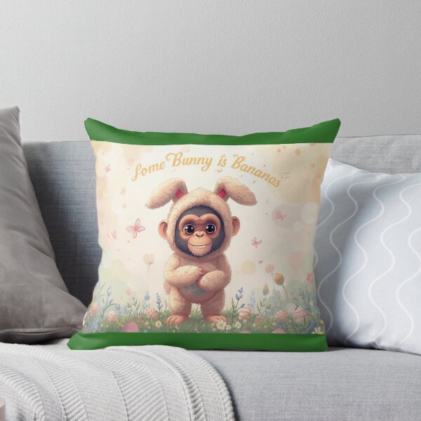 Item preview, Cute Baby Monkey in Bunny Costume With Easter Eggs Standing in Grass — Some Bunny Is Bananas designed and sold by FireOrchid.