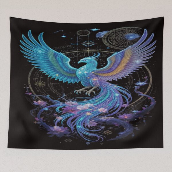 Item preview, Neon Cosmic Phoenix Bird |Mystical Galaxy Sacred Geometry Fantasy Bird designed and sold by ZChrome.