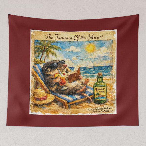 Item preview, The Tanning of the Shrew – Tropical Pun Cartoon designed and sold by Rick London Gifts.