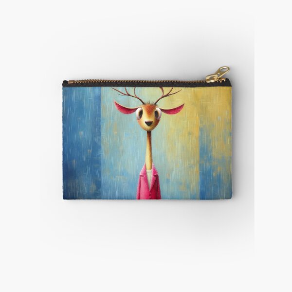 Item preview, Elegant deer in a pink coat - abstract animal portrait - cartoon comic style designed and sold by WhimsyArt ○ byGTL.