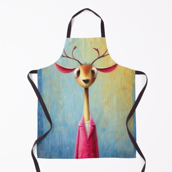 Item preview, Elegant deer in a pink coat - abstract animal portrait - cartoon comic style designed and sold by WhimsyArt ○ Studio.