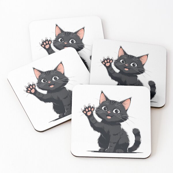 Item preview, Cute Black Cat with smile shows his claws designed and sold by AnnaHolyph.
