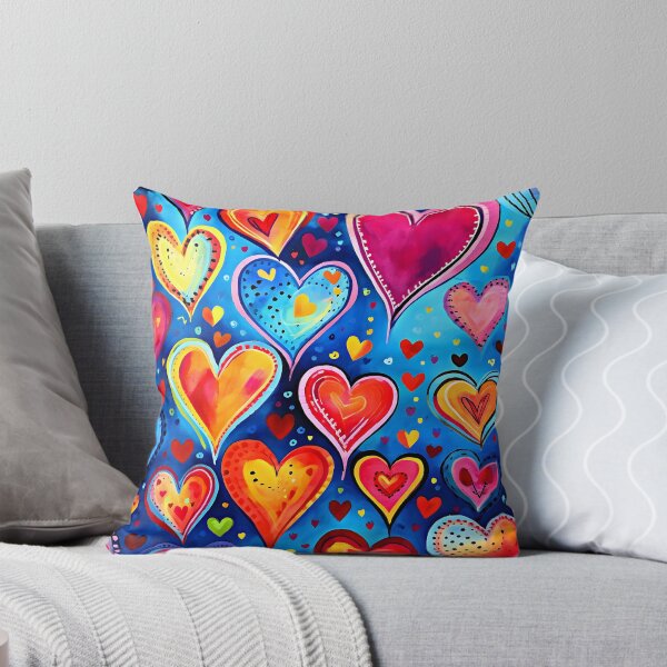 Item preview, Vibrant Red And Yellow Heart Designs On Blue designed and sold by DEC02.