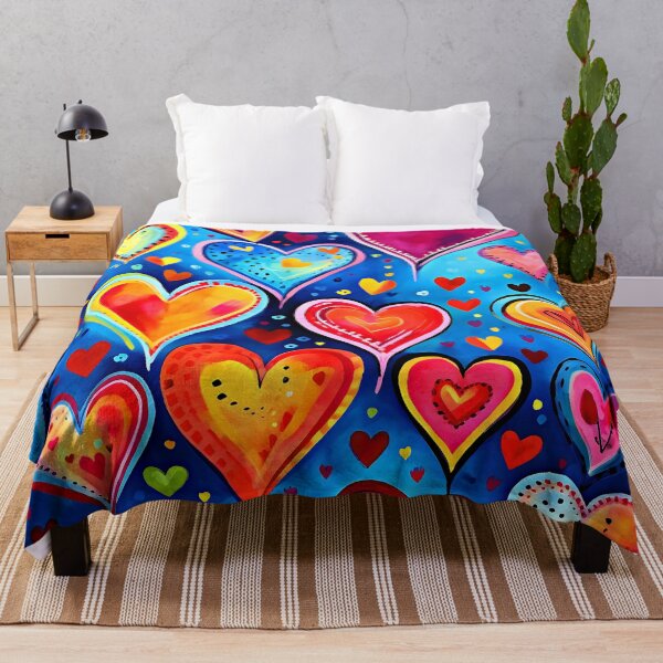 Item preview, Vibrant Red And Yellow Heart Designs On Blue designed and sold by DEC02.