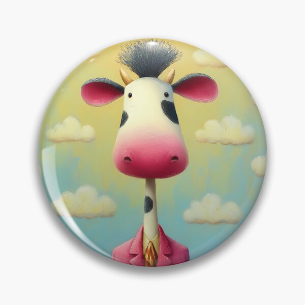 Item preview, Funny cow in a chic pink suit with tie and wild hairstyle in cartoon comic style designed and sold by WhimsyArt ○ byGTL.