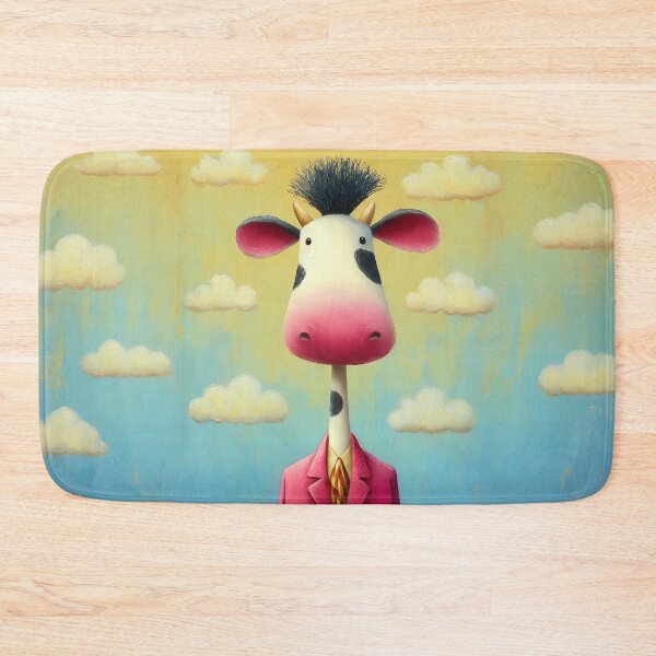 Item preview, Funny cow in a chic pink suit with tie and wild hairstyle in cartoon comic style designed and sold by WhimsyArt ○ byGTL.