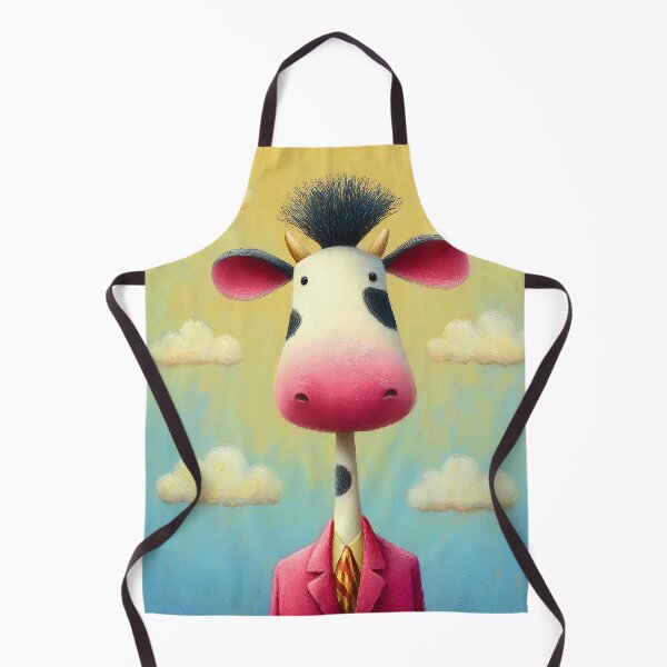 Item preview, Funny cow in a chic pink suit with tie and wild hairstyle in cartoon comic style designed and sold by WhimsyArt ○ byGTL.