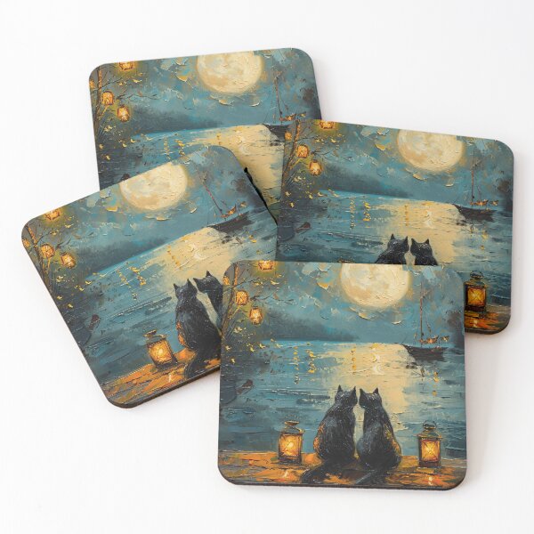Item preview, Two Black Cats Under Full Moon designed and sold by Erika Kaisersot.