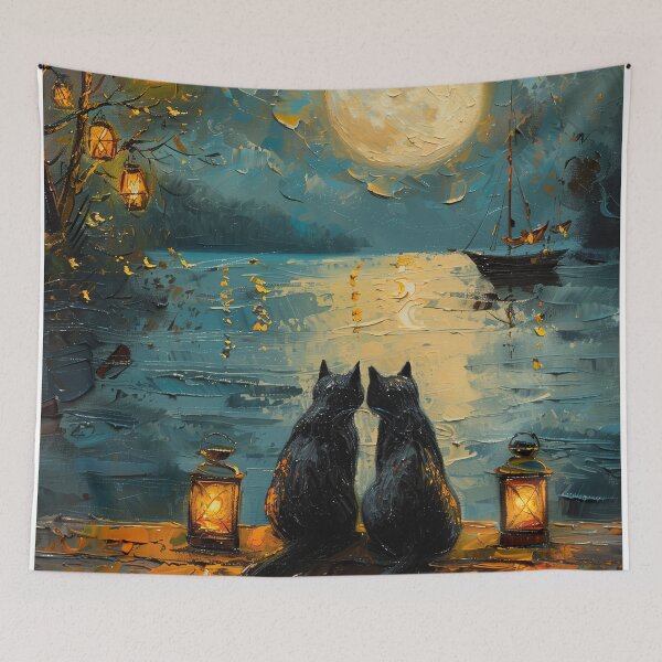 Item preview, Two Black Cats Under Full Moon designed and sold by Erika Kaisersot.