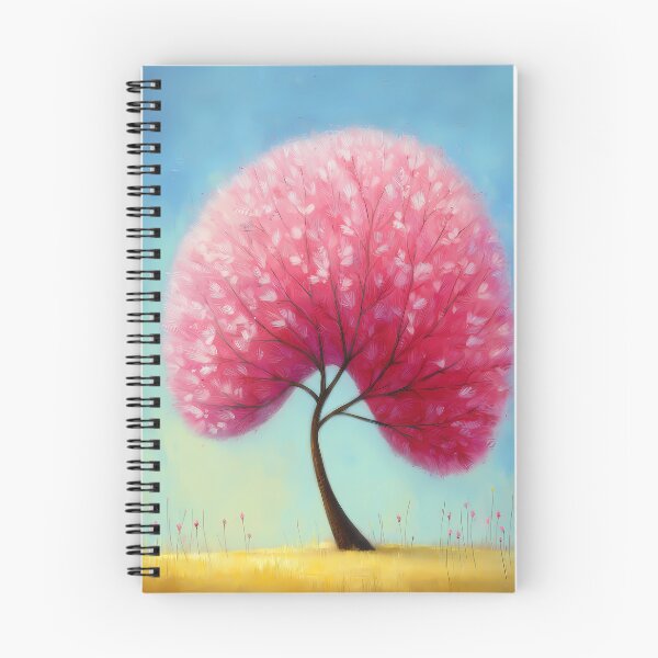 Item preview, Stylized tree with pink blossoms on a blue background - cartoon - comic style designed and sold by WhimsyArt ○ byGTL.