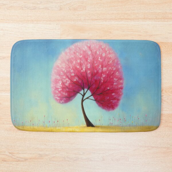Item preview, Stylized tree with pink blossoms on a blue background - cartoon - comic style designed and sold by WhimsyArt ○ byGTL.