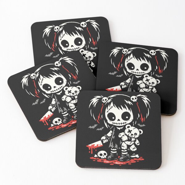 Item preview, Playtime Never Ends Creepy Cute Horror Girl with Knife and Teddy Bear designed and sold by Weasel Graphix.