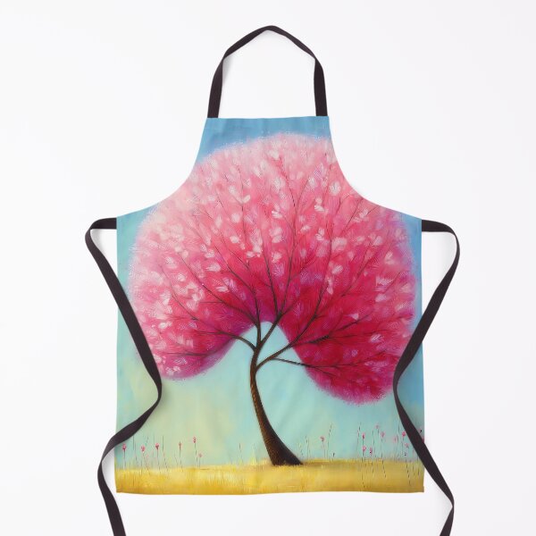 Item preview, Stylized tree with pink blossoms on a blue background - cartoon - comic style designed and sold by WhimsyArt ○ Studio.