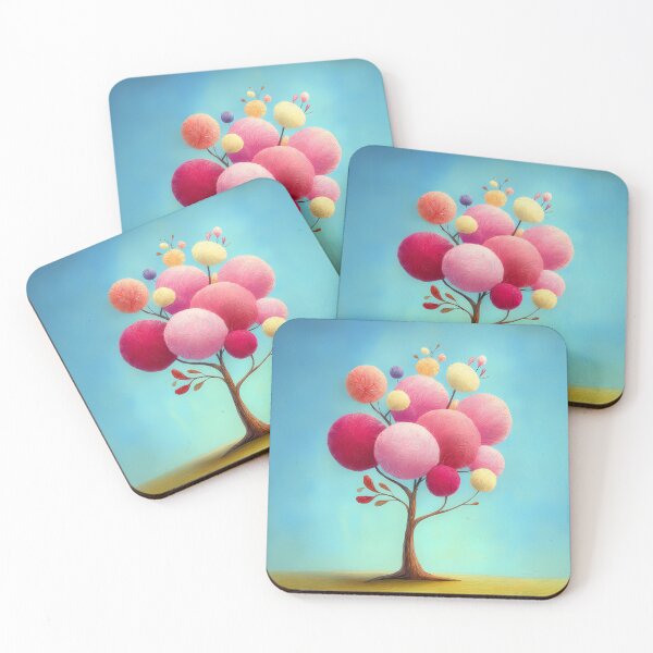 Item preview, Abstract fantasy tree with colorful round treetops on a blue background - cartoon comic style designed and sold by WhimsyArt ○ byGTL.