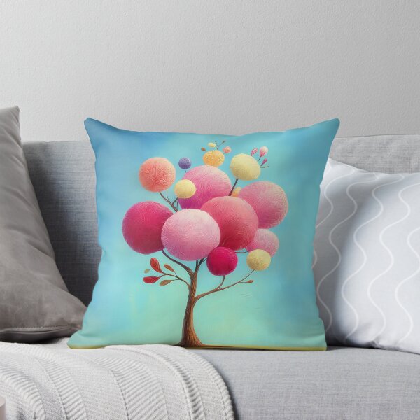 Item preview, Abstract fantasy tree with colorful round treetops on a blue background - cartoon comic style designed and sold by WhimsyArt ○ byGTL.