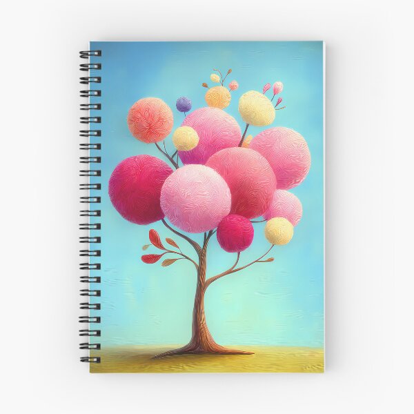 Item preview, Abstract fantasy tree with colorful round treetops on a blue background - cartoon comic style designed and sold by WhimsyArt ○ byGTL.
