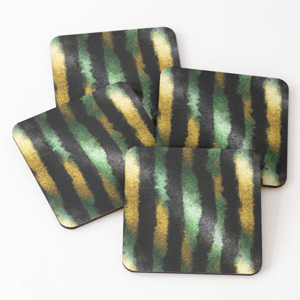Item preview, Emerald Gold Black Stripe Pattern designed and sold by bubblegoth.