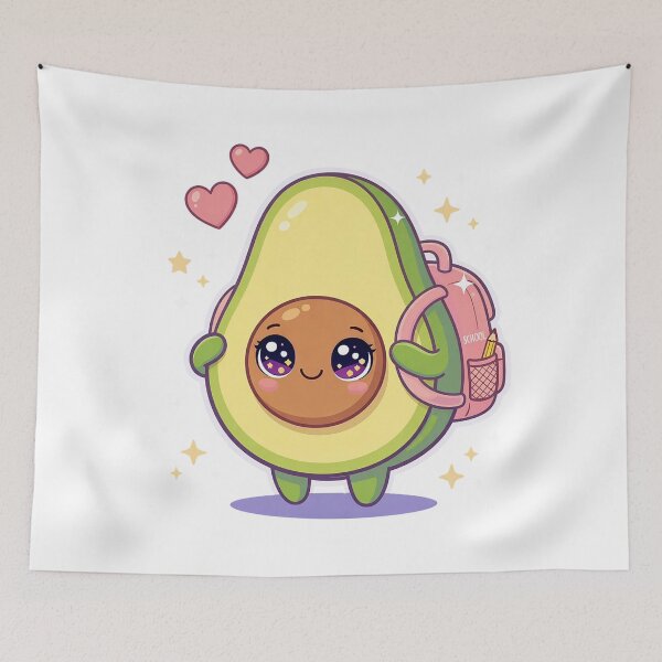 Item preview, Kawaii Avocado with Backpack - Pastel Cute Food Character. designed and sold by Lylysun.