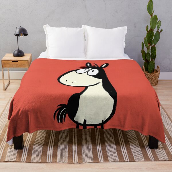 Item preview, Abstract black and white horse - red background - comic cartoon doodle style designed and sold by WhimsyArt ○ byGTL.