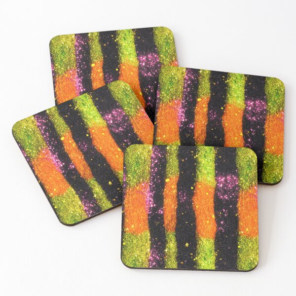 Item preview, Neon Orange Green Glitter Stripes designed and sold by bubblegoth.
