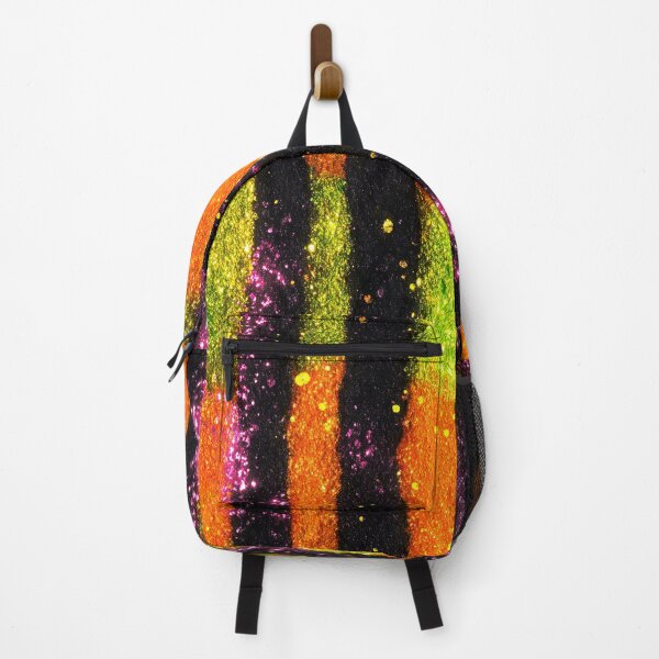 Item preview, Neon Orange Green Glitter Stripes designed and sold by bubblegoth.