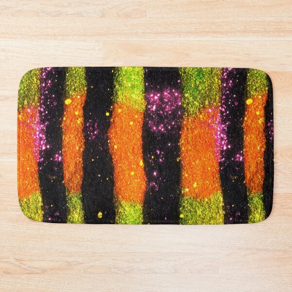 Item preview, Neon Orange Green Glitter Stripes designed and sold by bubblegoth.