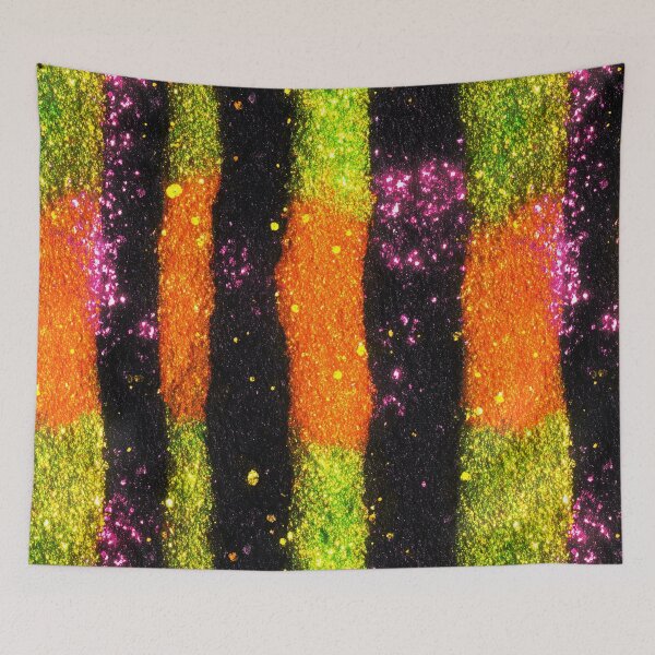 Item preview, Neon Orange Green Glitter Stripes designed and sold by bubblegoth.