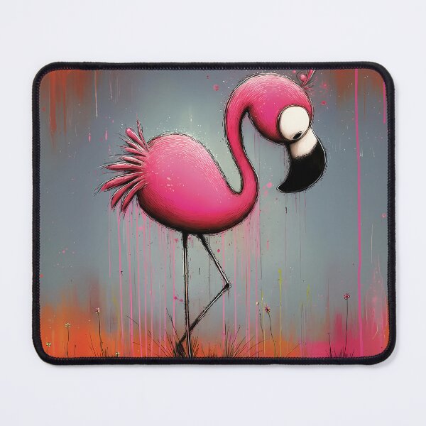 Item preview, Pink flamingo with large eyes and black outlines in pop art cartoon style designed and sold by WhimsyArt ○ byGTL.