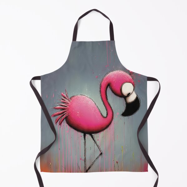Item preview, Pink flamingo with large eyes and black outlines in pop art cartoon style designed and sold by WhimsyArt ○ Studio.