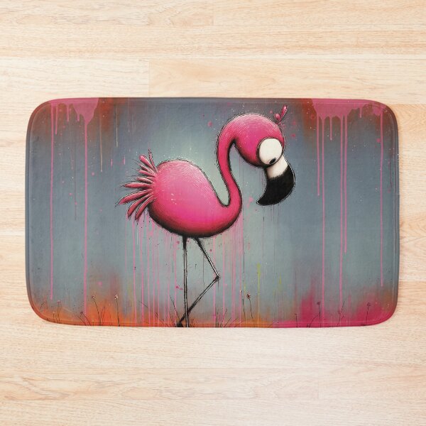 Item preview, Pink flamingo with large eyes and black outlines in pop art cartoon style designed and sold by WhimsyArt ○ byGTL.
