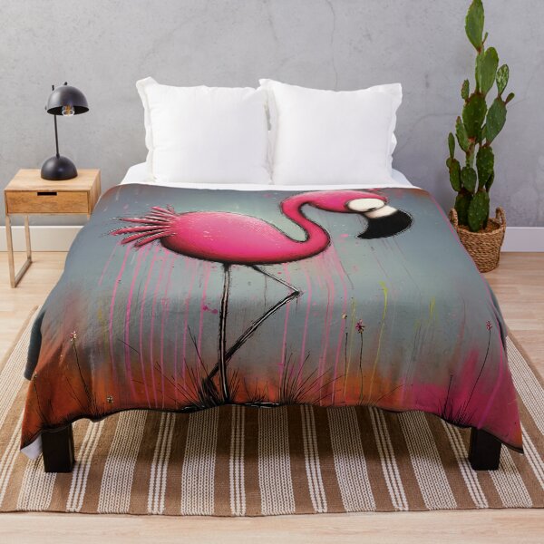 Item preview, Pink flamingo with large eyes and black outlines in pop art cartoon style designed and sold by WhimsyArt ○ byGTL.