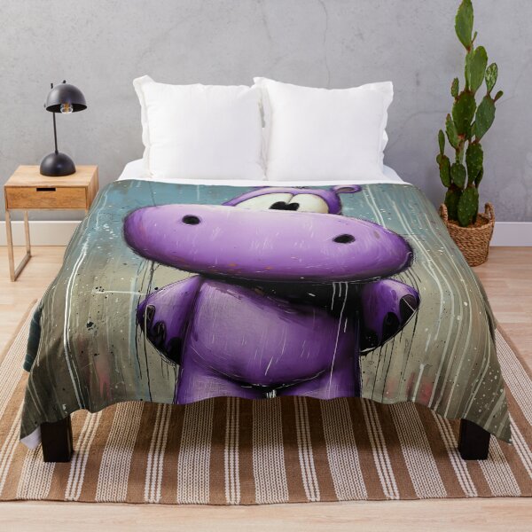 Item preview, Cute purple hippopotamus with big eyes in pop art cartoon style designed and sold by WhimsyArt ○ byGTL.