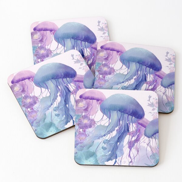 Item preview, Jellyfish swimming among flowers designed and sold by anytka.