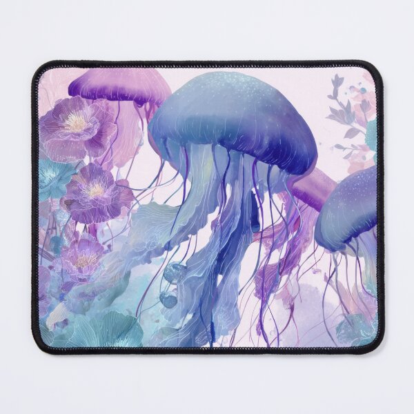 Item preview, Jellyfish swimming among flowers designed and sold by anytka.