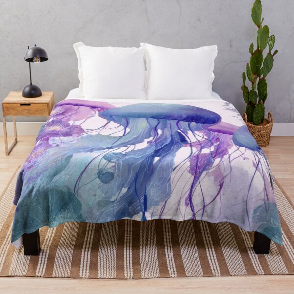 Item preview, Jellyfish swimming among flowers designed and sold by anytka.