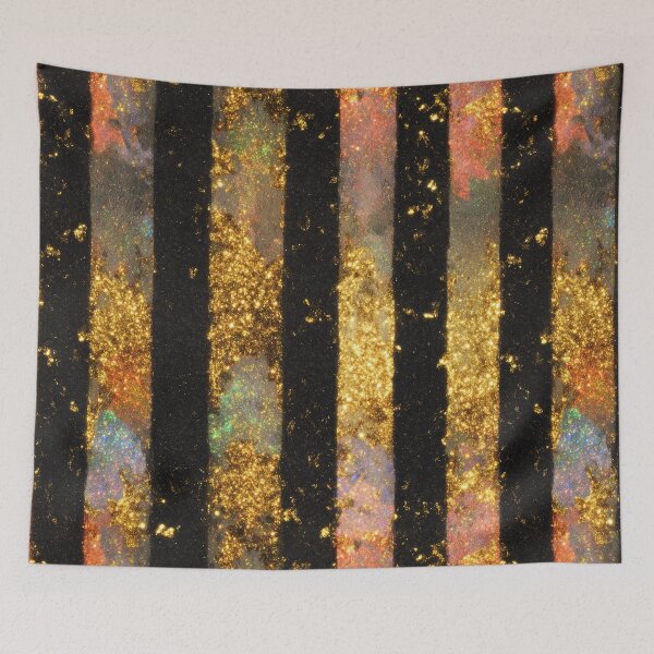 Item preview, Black Gold Cosmic Stripe Pattern designed and sold by bubblegoth.