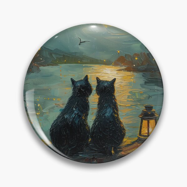 Item preview, Two Black Cats Watching the Moon designed and sold by Erika Kaisersot.