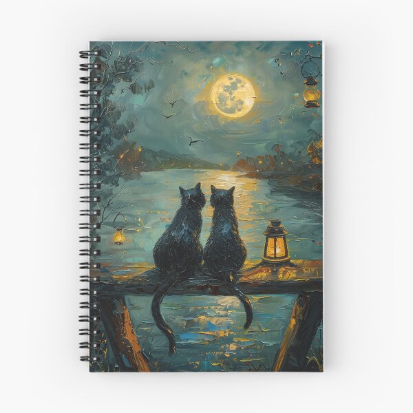 Item preview, Two Black Cats Watching the Moon designed and sold by Erika Kaisersot.