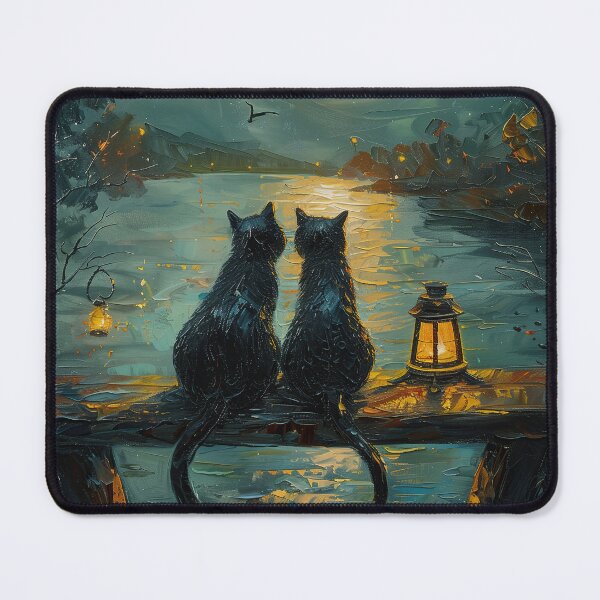 Item preview, Two Black Cats Watching the Moon designed and sold by Erika Kaisersot.