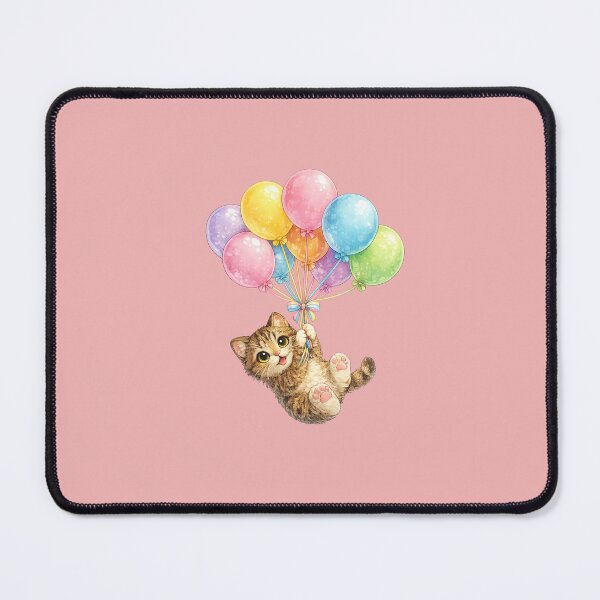 Item preview, kitten flying with balloons designed and sold by PasoaPaso2025.