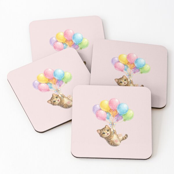 Item preview, kitten flying with balloons designed and sold by PasoaPaso2025.