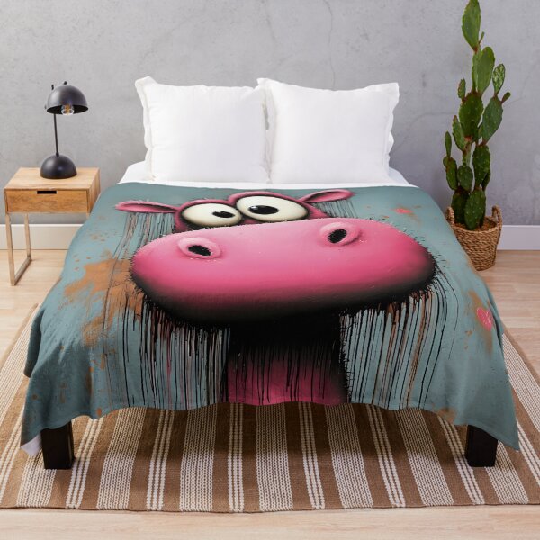 Item preview, Pink hippopotamus portrait in pop art cartoon style designed and sold by WhimsyArt ○ byGTL.